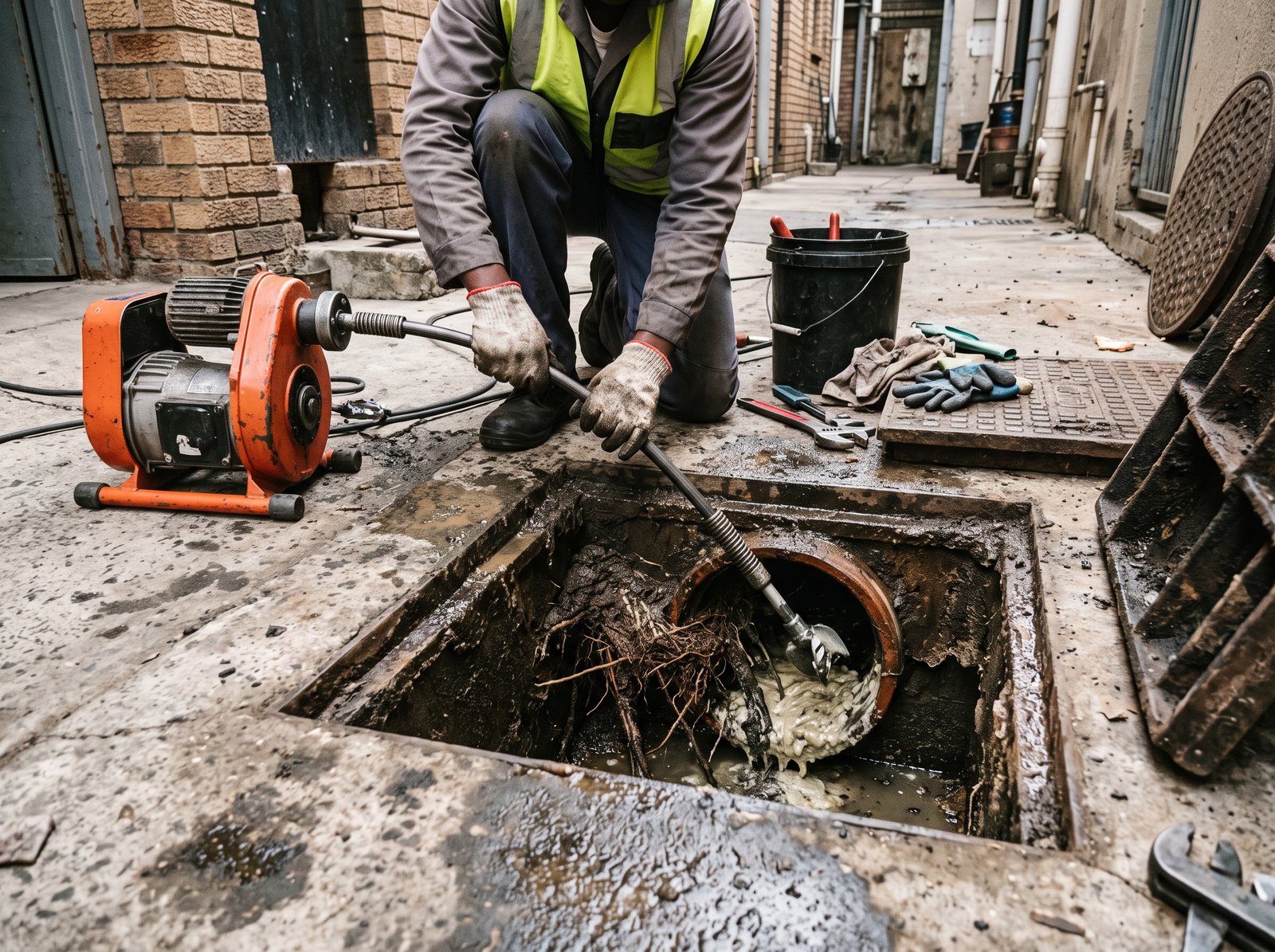 Commercial main sewer unblocking in Rosebank